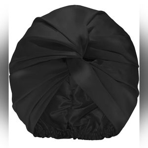Slip pure silk turban in black